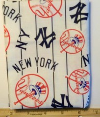 Baseball New York Yankees NYY LOGO Stripe MLB Cotton Print Fat Quarter