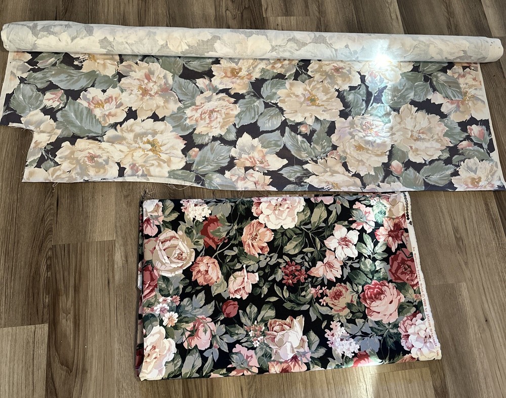 VTG Interior Fabric Design 1986 8 Yards X 56” Roll Plus Bonus ExtraFloral Fabric