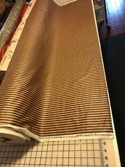 SAMPLE SWATCH Design by Kenmill MCMLXXXVIII Polished Cotton Brown & Navy stripe