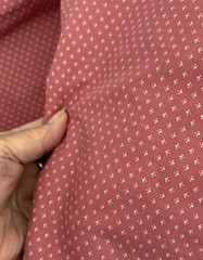 3.5Yd 44WX124L Vtg VIP CRANSTON Burgundy Pink Mauve PIN DOT FLOWER Quilt Fabric
