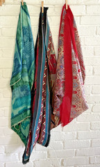 Scarf Lot Crafting Cutters DIY Sewing Vintage Fabric Mixed Materials Holes Stain