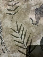 NEW SAFARI animals Sheer Fabric Voile Elephants Giraffe Gray Green 7 YDS Leopard