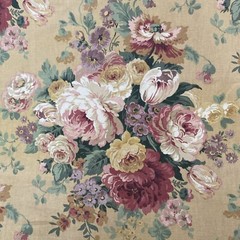 Cabbage Rose 90s Upholstery Interior Fabric Gold Oversized Victorian Per Yard