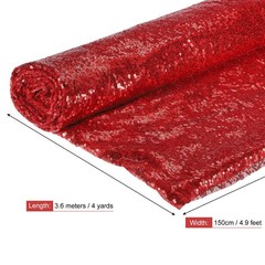 Red Fabric Sequins, 4 Yards Length 4.9 Feet Wide, Fabric Net
