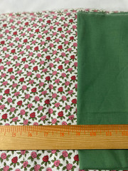 2 pieces cotton quilting fabric/ floral print 26″ x 30″ & solid green 23″ x 44″