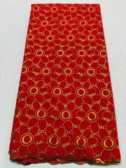 Red Gold Voile Lace- Gold Floral Lace- Sold by 5 Yards..