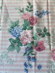 ARTHUR SANDERSON FABRIC~1989~English Garden UK~PINK WHITE STRIPE~Large Floral~