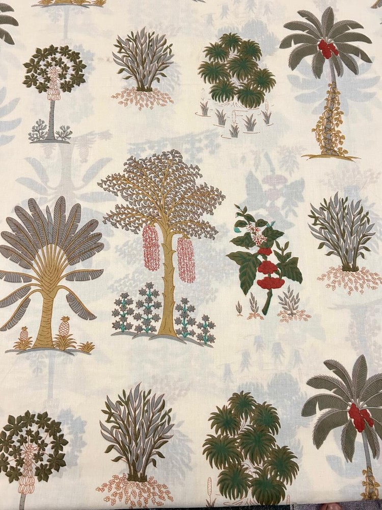 Cotton Fabric Sanganeri Indian 5 Yard Hand Block Print Pure Running Beige Floral