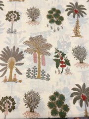 Cotton Fabric Sanganeri Indian 5 Yard Hand Block Print Pure Running Beige Floral