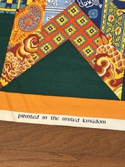 Star Quilt Fabric Pre-Printed Cheater Cotton United Kingdom Green Orange 55×106″