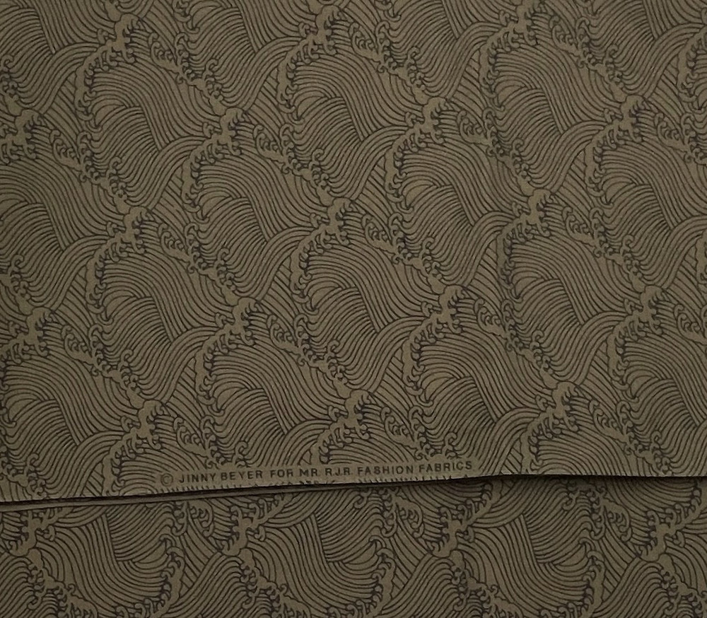 Vintage JINNY BEYER for RJR Fashion Fabrics Brown Abstract Wave Pattern 2.33 yds