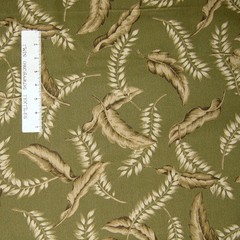 Home Decor Fabric – Beige Leaves on Olive Green – Cranston 57/58″ Wide by YARD