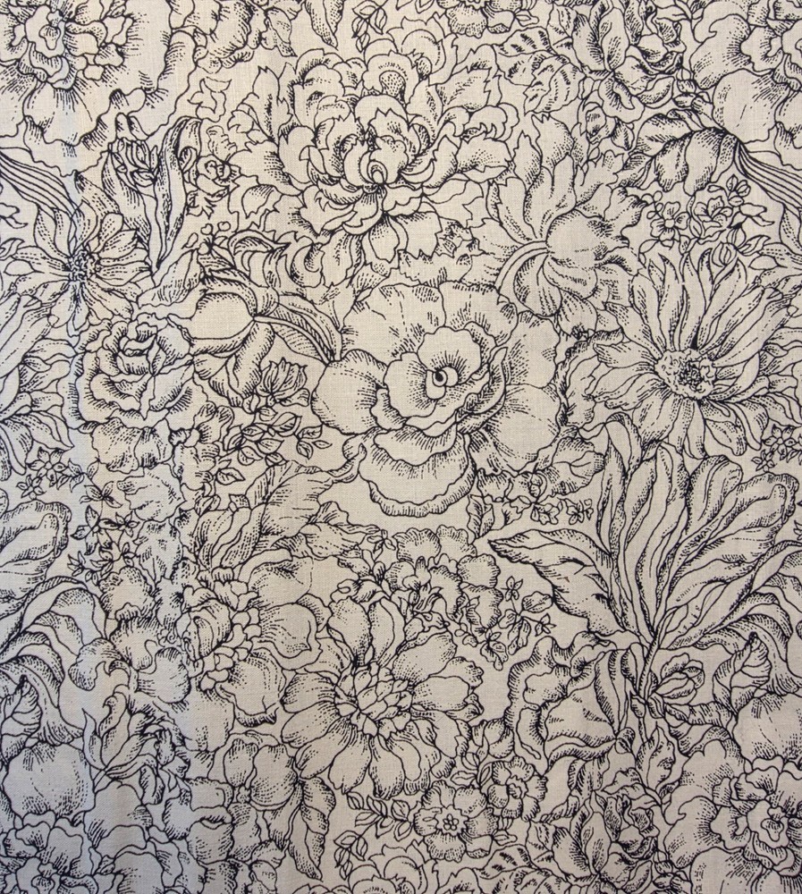 Black/White Allover Peonies 100% Cotton Fabric