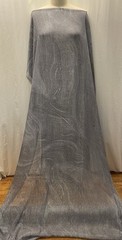 100% Silk Chiffon w/ Lurex Gold Stripes & Wave Gray Fabric By the Yard 44″ Wide