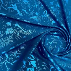 Spandex Stretch Fabric Neon Blue Abstract Print 60″ Wide by Yard for Swimwear