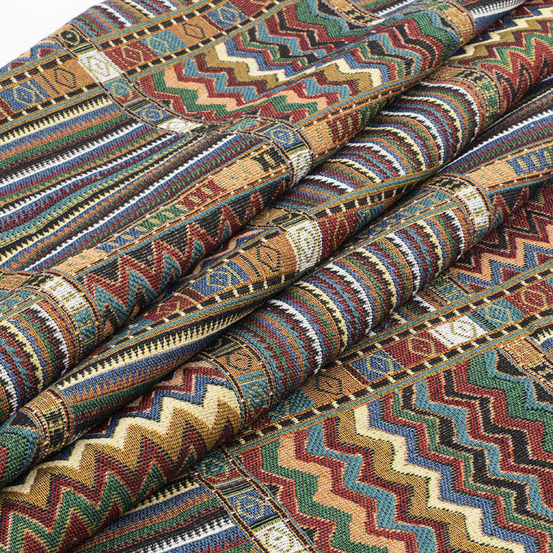 Vintage French Boho Checks Jacquard Tapestry Upholstery Decorator Fabric DIY New