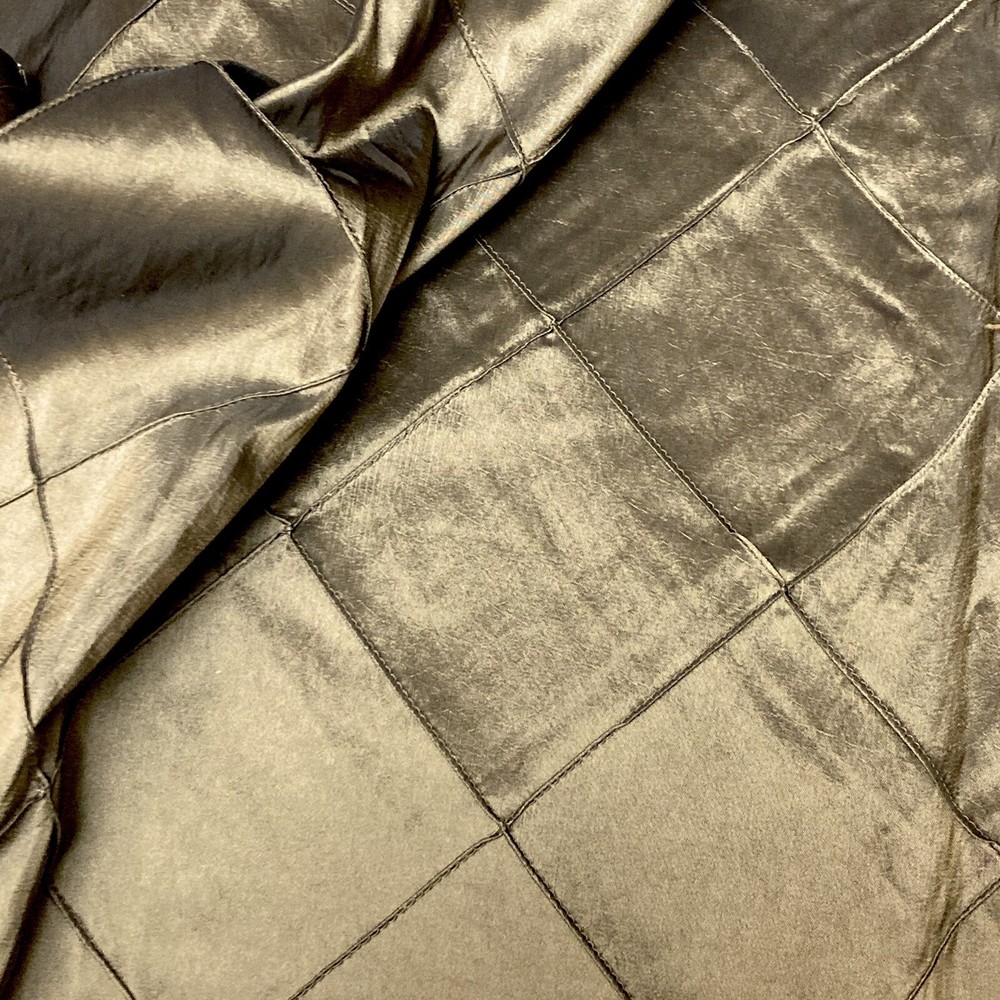 Taffeta Pintuck 4″x4″ Diamond Fabric 54″ Wide Iridescent Taupe Gold Polyester