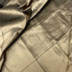 Taffeta Pintuck 4″x4″ Diamond Fabric 54″ Wide Iridescent Taupe Gold Polyester