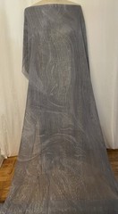 100% Silk Chiffon w/ Lurex Gold Stripes & Wave Gray Fabric By the Yard 44″ Wide