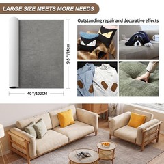 Azobur Sofa Fabric Repair Patch, Oversized Microfiber 9.5″ x 40″-1 PCS, Gray