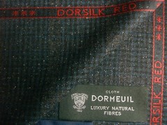 DORMEUIL 67% WOOL & 33% SILK JACKETING FABRIC “Dorsilk Red” Check/Plaid = 2.0 m.