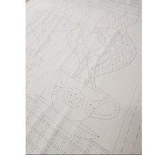 Patchwork Sewing Fabric Sashiko Teatime Natural Printed Panel 50x137cm