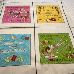 Sewing Theme Fabric Panel Squares, Pillow Fabric Squares
