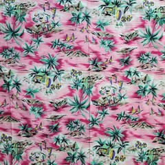 Pink Tropical Island Beach Fabric Palm Tree Hawaii Cabana Sailboat Green 57×64