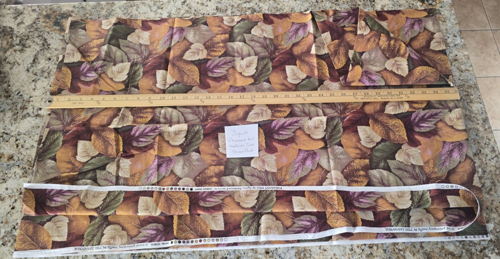 Hoffman International Pheasant Hill Repeating Leaves Fabric Fall Color 3 Yd