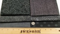 Halloween Black Gray Polka Dot Primitive Calico Cotton Quilt Fabric Scrap Lot