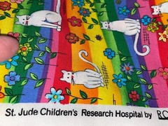 By 1/2 Yd Rainbow Cats Daisies St. Jude Cotton Quilt of Dreams Fabric by Kaufman