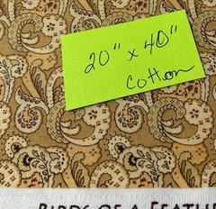 Birds of a Feather Paisley Print 20″x40″ Cotton Fabric Kaye England Tan/Brown