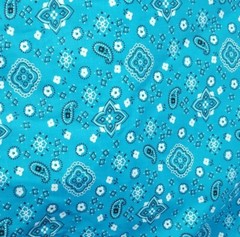 Turquoise Bandana Print Paisley Pattern Polyester Cotton 60″ Polycotton By Yard