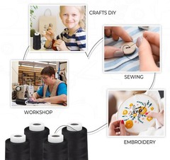 StiVerse Serger Thread 4 Cones 3000 Yards Each Spool All 3000 yards, Black