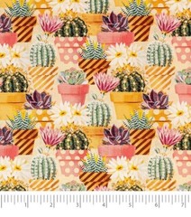 FAT QUARTER FABRIC SUCCULENTS CACTUS DESERT PLANTS FLOWERS SINGER COMPANY FQ