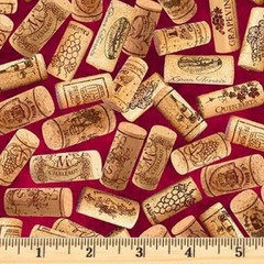 Viva Vino Wine Corks 11563 100% Cotton Fabric By the half yard Continuous cuts