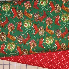 Christmas Cowboy Boots Fabric BAXTER MILL Quilters Cotton HALF YARD BTHY