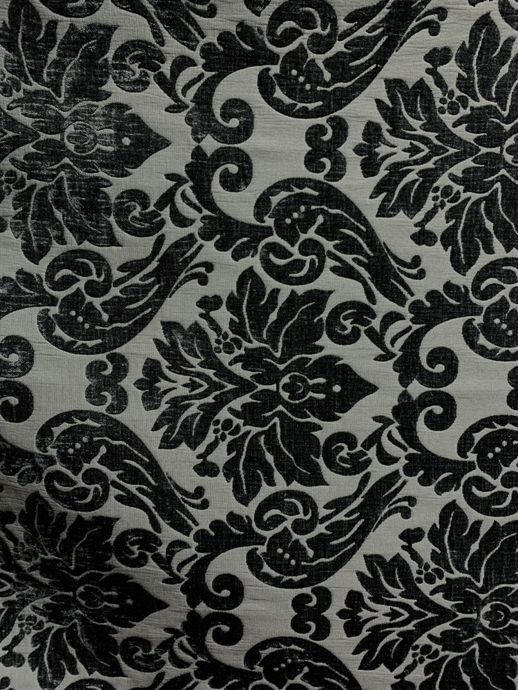 DARK GRAY DAMASK CHENILLE UPHOLSTERY BROCADE FABRIC (54 in.) Sold By The Yard
