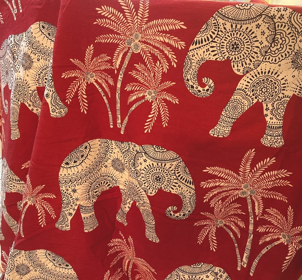 Unique Red/white Elephant Upholstery Cotton Fabric By The Yard 50″ Width 0808