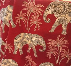 Unique Red/white Elephant Upholstery Cotton Fabric By The Yard 50″ Width 0808