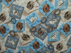 COWBOY HATS BANDANA ROPES LASSO WESTERN BLUE BEIGE COTTON FABRIC BTHY