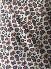 Vintage Knit Fabric Red Yellow and Blue Paisley Print 1 1/3 yards