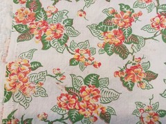 Vintage Flour Feed Sack Fabric Cream w Orange & Green Flowers Nosegays 32×42″