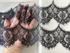 2 Pieces Black Eyelash French Lace Trim for Sewing/Crafts/Lingerie/2.75″ Wide