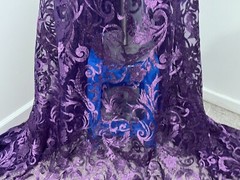 PURPLE Embroidery Lace Fabric 50” Width Sold By The Yard