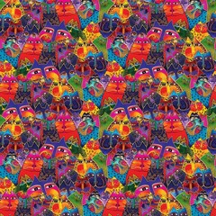 1/2 Yard Fabric – Fantasticats | Packed Cats Multi by Laurel Burch – Clothworks