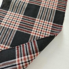Futon Side Fabric Grid Pattern Black Red Brown 34cm W x 165cm L Cotton