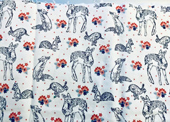 Baby Forest Friends Sketch & Florals & Pink Dots Toss Flannel Remnant 40″x7″