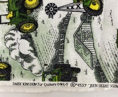 Vintage John Deere Tractor Fabric 44 in w x 33 in l Remnant Cotton Barn Green