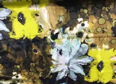 Mint Gold & Brown Floral Fusion – Silk Charmeuse Fabric